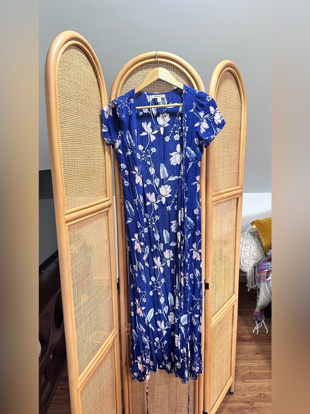 Billabong Blue Floral Midi Wrap Dress